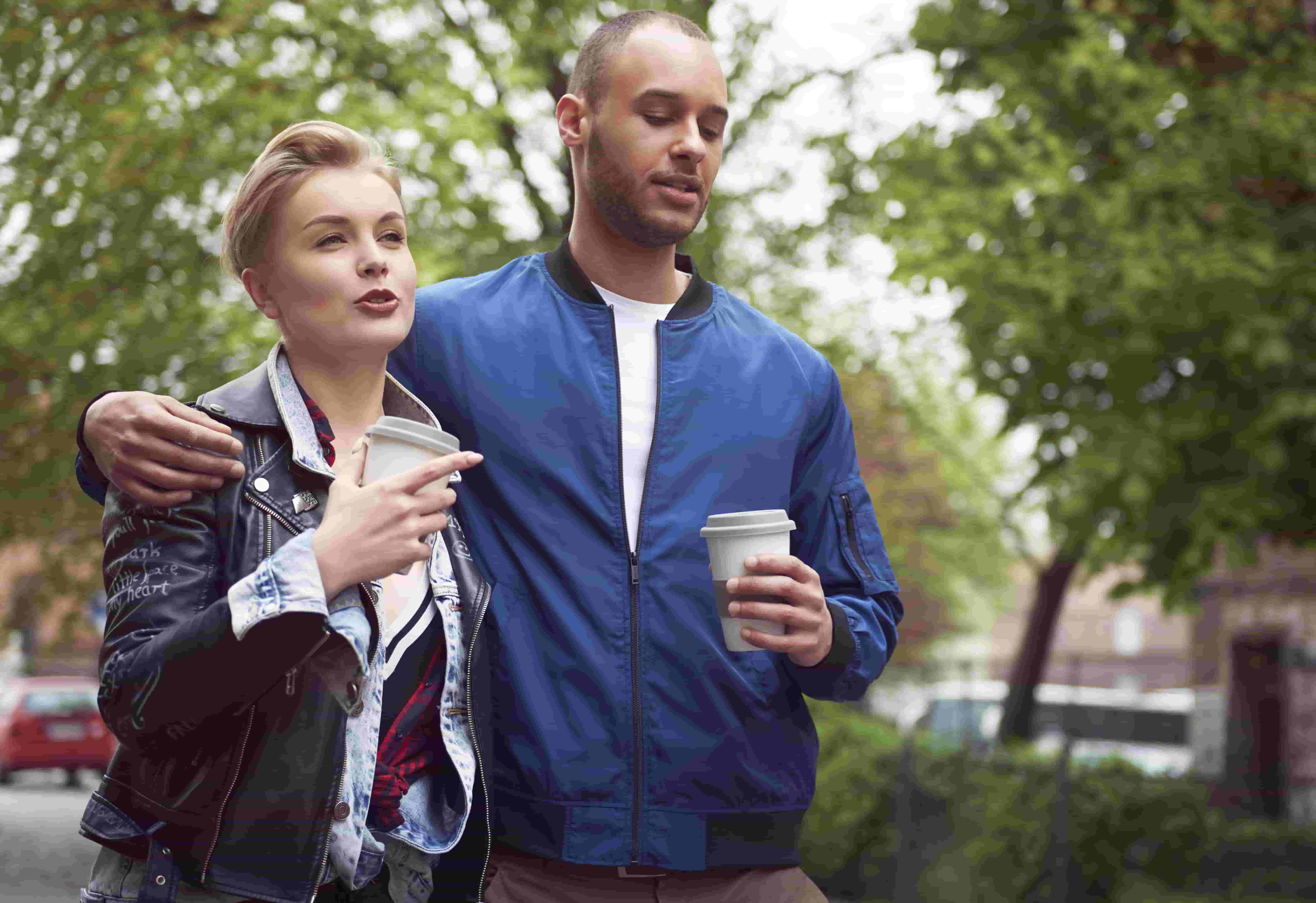 Male and female young professionals in downtown Pittsburgh