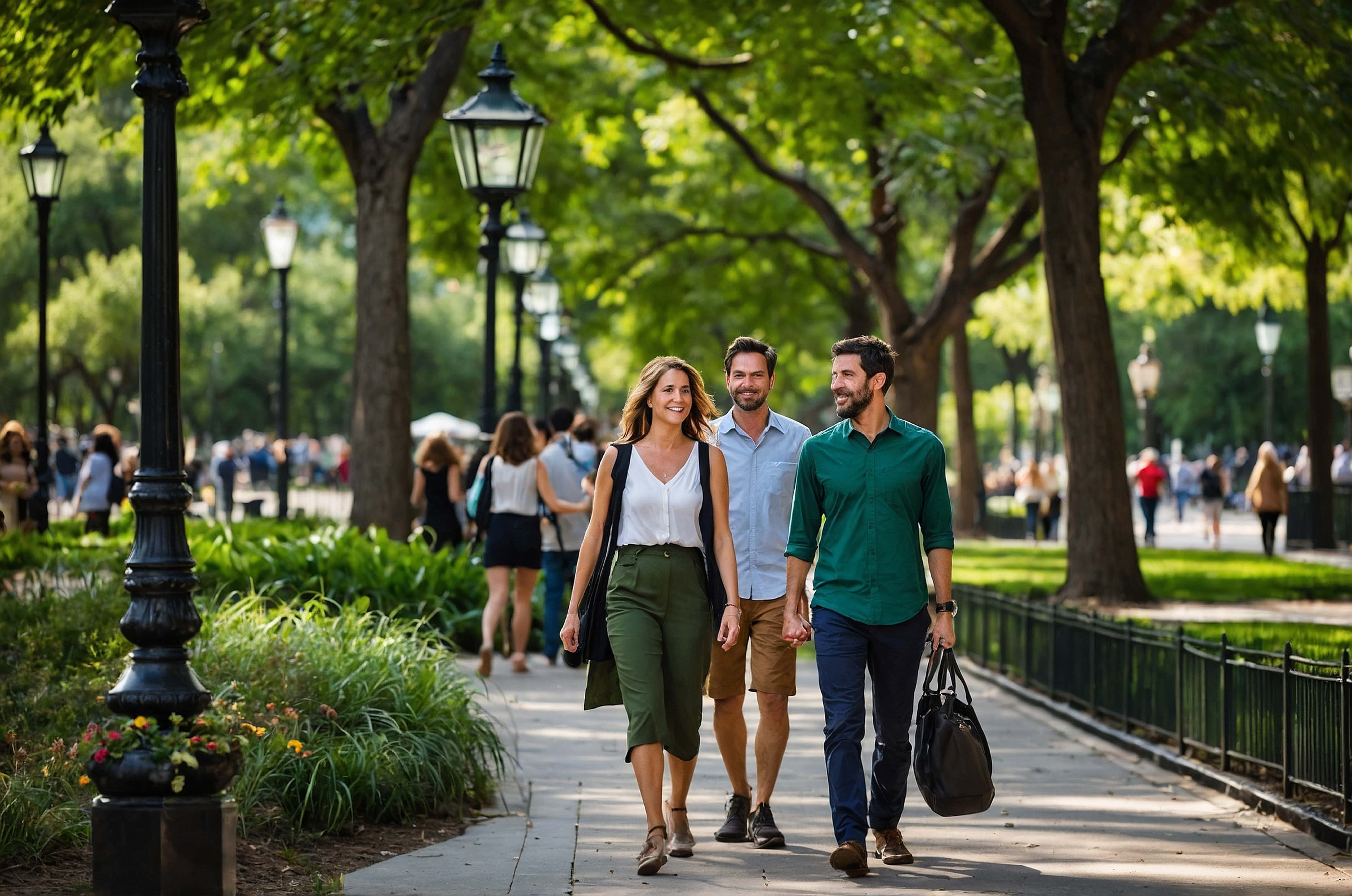students walking on academic walk near fountain